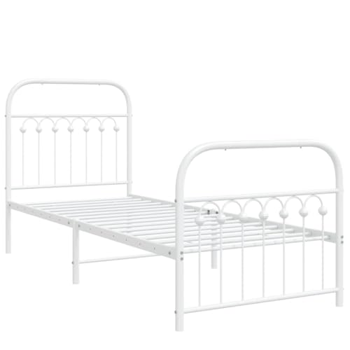 HEFZGDB Bettgestell mit Kopf- und Fußteil Metall Weiß 75x190 cm Bette Bettgestell Bed Frame Einzelbetten für Gästezimmer Herberge Schlafzimmer Wohnbereich von HEFZGDB