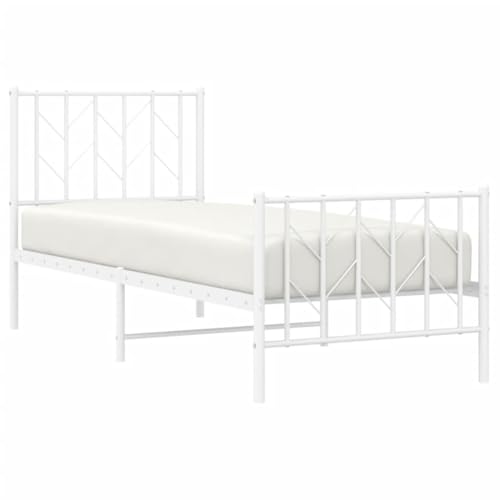 HEFZGDB Bettgestell mit Kopf- und Fußteil Metall Weiß 75x190 cm Jugendbett Bed Frame Familienbett Doppelbett für Herberge Wohnbereich Schlafzimmer Gästezimmer von HEFZGDB