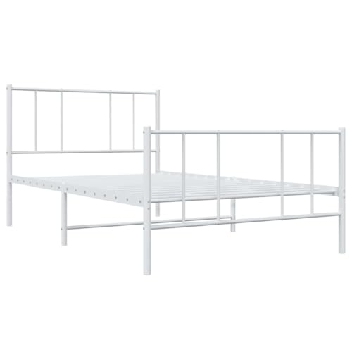 HEFZGDB Bettgestell mit Kopf- und Fußteil Metall Weiß 90x190 cm Einzelbett Bed Frame Einzelbetten Bettrahmen für Gästezimmer Wohnbereich Herberge Schlafzimmer von HEFZGDB