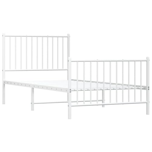 HEFZGDB Bettgestell mit Kopf- und Fußteil Metall Weiß 90x190 cm Single Bed Gästebett Einzelbetten Einzelbett für Gästezimmer Herberge Schlafzimmer Wohnbereich HEFZGDB Bettgestell mit Kopf- und Fußteil Metall Weiß 90x190 cm Single Bed Gästebett Einzelbetten Einzelbett für Gästezimmer Herberge Schlafzimmer Wohnbereich von HEFZGDB