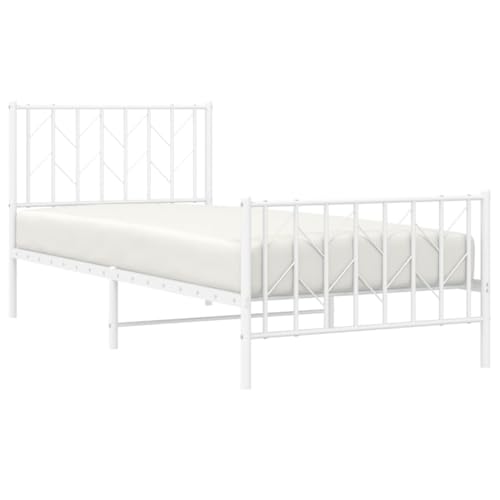 HEFZGDB Bettgestell mit Kopf- und Fußteil Metall Weiß 90x200 cm Jugendbett Bed Frame Familienbett Doppelbett für Herberge Wohnbereich Schlafzimmer Gästezimmer HEFZGDB Bettgestell mit Kopf- und Fußteil Metall Weiß 90x200 cm Jugendbett Bed Frame Familienbett Doppelbett für Herberge Wohnbereich Schlafzimmer Gästezimmer von HEFZGDB
