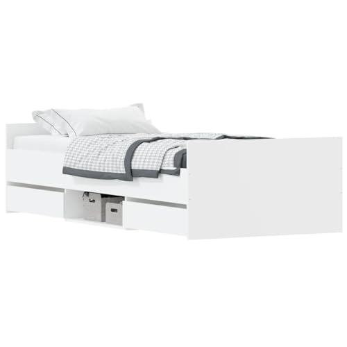 HEFZGDB Bettgestell mit Kopf- und Fußteil Weiß 90x190 cm Daybed Gästebett Bettgestell Einzelbett für Herberge Schlafzimmer Wohnbereich Gästezimmer von HEFZGDB
