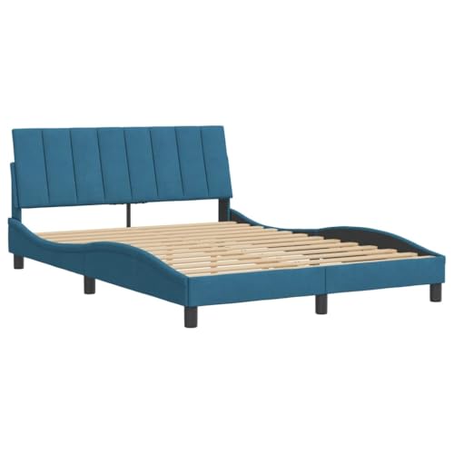 HEFZGDB Bettgestell mit Kopfteil Blau 120x200 cm Samt Daybed Gästebett Bettgestell Einzelbett für Herberge Wohnbereich Gästezimmer Schlafzimmer HEFZGDB Bettgestell mit Kopfteil Blau 120x200 cm Samt Daybed Gästebett Bettgestell Einzelbett für Herberge Wohnbereich Gästezimmer Schlafzimmer von HEFZGDB