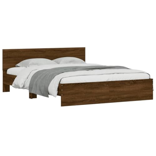 HEFZGDB Bettgestell mit Kopfteil Braune Eichen-Optik 140x200 cm Double Bed Gästebett Bed Frame Doppelbett für Herberge Schlafzimmer Wohnbereich Gästezimmer HEFZGDB Bettgestell mit Kopfteil Braune Eichen-Optik 140x200 cm Double Bed Gästebett Bed Frame Doppelbett für Herberge Schlafzimmer Wohnbereich Gästezimmer von HEFZGDB
