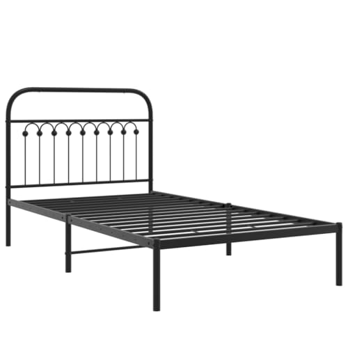 HEFZGDB Bettgestell mit Kopfteil Metall Schwarz 100x190 cm Bette Bettgestell Bed Frame Einzelbetten für Gästezimmer Herberge Schlafzimmer Wohnbereich HEFZGDB Bettgestell mit Kopfteil Metall Schwarz 100x190 cm Bette Bettgestell Bed Frame Einzelbetten für Gästezimmer Herberge Schlafzimmer Wohnbereich von HEFZGDB