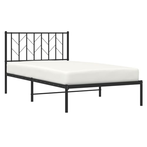HEFZGDB Bettgestell mit Kopfteil Metall Schwarz 100x190 cm Jugendbett Bed Frame Familienbett Doppelbett für Herberge Wohnbereich Schlafzimmer Gästezimmer HEFZGDB Bettgestell mit Kopfteil Metall Schwarz 100x190 cm Jugendbett Bed Frame Familienbett Doppelbett für Herberge Wohnbereich Schlafzimmer Gästezimmer von HEFZGDB