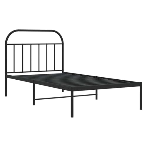 HEFZGDB Bettgestell mit Kopfteil Metall Schwarz 100x190 cm Single Bed Bettgestell Familienbett Einzelbett für Schlafzimmer Gästezimmer Wohnbereich Herberge HEFZGDB Bettgestell mit Kopfteil Metall Schwarz 100x190 cm Single Bed Bettgestell Familienbett Einzelbett für Schlafzimmer Gästezimmer Wohnbereich Herberge von HEFZGDB