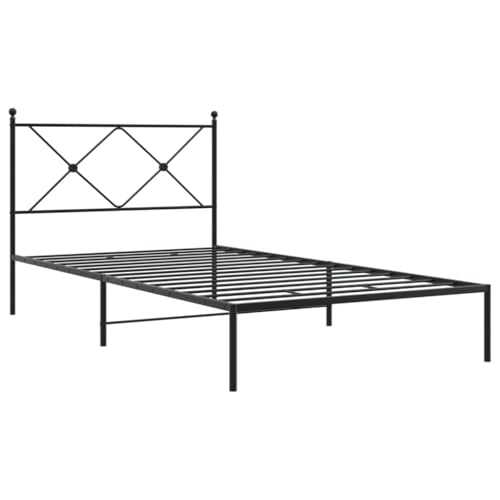 HEFZGDB Bettgestell mit Kopfteil Metall Schwarz 100x200 cm Daybed Gästebett Bettgestell Einzelbett für Herberge Wohnbereich Gästezimmer Schlafzimmer von HEFZGDB