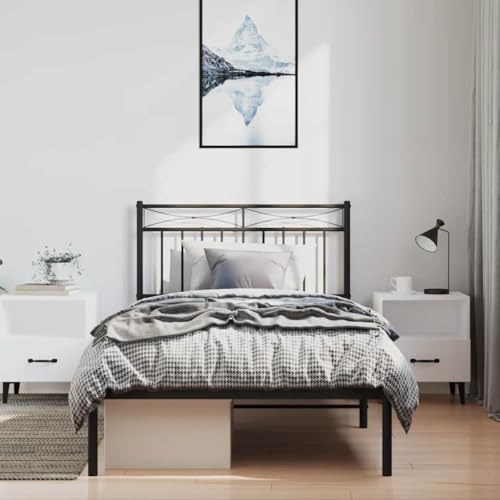 HEFZGDB Bettgestell mit Kopfteil Metall Schwarz 100x200 cm Ehebett Gästebett Bed Frame Single Bed für Herberge Wohnbereich Gästezimmer Schlafzimmer HEFZGDB Bettgestell mit Kopfteil Metall Schwarz 100x200 cm Ehebett Gästebett Bed Frame Single Bed für Herberge Wohnbereich Gästezimmer Schlafzimmer von HEFZGDB