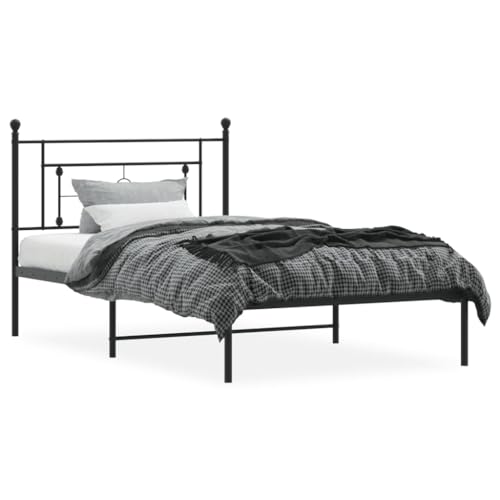 HEFZGDB Bettgestell mit Kopfteil Metall Schwarz 107x203 cm Guest Bed Gästebett Bettgestell Doppelbett für Wohnbereich Gästezimmer Schlafzimmer Herberge HEFZGDB Bettgestell mit Kopfteil Metall Schwarz 107x203 cm Guest Bed Gästebett Bettgestell Doppelbett für Wohnbereich Gästezimmer Schlafzimmer Herberge von HEFZGDB