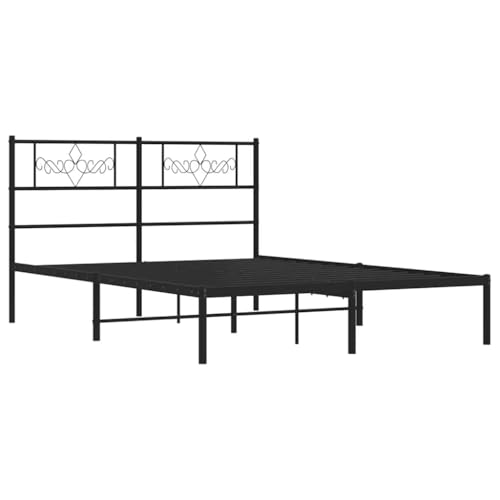 HEFZGDB Bettgestell mit Kopfteil Metall Schwarz 135x190 cm Daybed Gästebett Bettgestell Einzelbett für Wohnbereich Schlafzimmer Herberge Gästezimmer HEFZGDB Bettgestell mit Kopfteil Metall Schwarz 135x190 cm Daybed Gästebett Bettgestell Einzelbett für Wohnbereich Schlafzimmer Herberge Gästezimmer von HEFZGDB