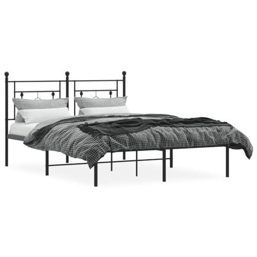 HEFZGDB Bettgestell mit Kopfteil Metall Schwarz 140x190 cm Guest Bed Gästebett Bettgestell Doppelbett für Wohnbereich Gästezimmer Schlafzimmer Herberge von HEFZGDB