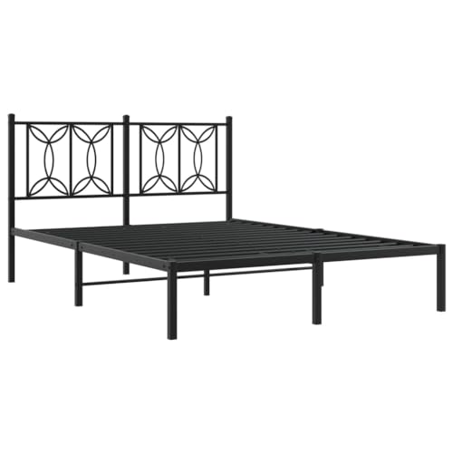 HEFZGDB Bettgestell mit Kopfteil Metall Schwarz 140x200 cm Guest Bed Gästebett Bettgestell Doppelbett für Schlafzimmer Gästezimmer Wohnbereich Herberge von HEFZGDB