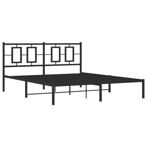 HEFZGDB Bettgestell mit Kopfteil Metall Schwarz 150x200 cm Double Bed Gästebett Bed Frame Doppelbett für Gästezimmer Wohnbereich Herberge Schlafzimmer HEFZGDB Bettgestell mit Kopfteil Metall Schwarz 150x200 cm Double Bed Gästebett Bed Frame Doppelbett für Gästezimmer Wohnbereich Herberge Schlafzimmer von HEFZGDB