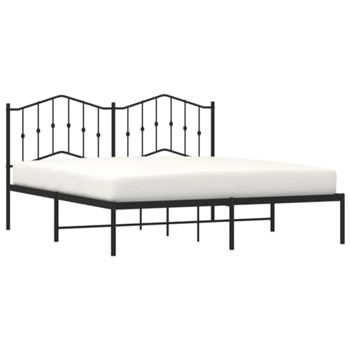 HEFZGDB Bettgestell mit Kopfteil Metall Schwarz 160x200 cm Ehebett Bettgestell Einzelbetten Bettrahmen für Schlafzimmer Gästezimmer Wohnbereich Herberge von HEFZGDB