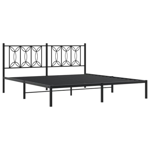 HEFZGDB Bettgestell mit Kopfteil Metall Schwarz 183x213 cm Guest Bed Gästebett Bettgestell Doppelbett für Schlafzimmer Gästezimmer Wohnbereich Herberge von HEFZGDB