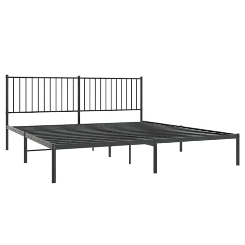 HEFZGDB Bettgestell mit Kopfteil Metall Schwarz 183x213 cm Single Bed Gästebett Einzelbetten Einzelbett für Gästezimmer Herberge Schlafzimmer Wohnbereich HEFZGDB Bettgestell mit Kopfteil Metall Schwarz 183x213 cm Single Bed Gästebett Einzelbetten Einzelbett für Gästezimmer Herberge Schlafzimmer Wohnbereich von HEFZGDB