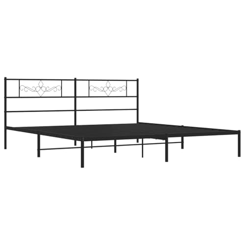HEFZGDB Bettgestell mit Kopfteil Metall Schwarz 193x203 cm Daybed Gästebett Bettgestell Einzelbett für Wohnbereich Schlafzimmer Herberge Gästezimmer HEFZGDB Bettgestell mit Kopfteil Metall Schwarz 193x203 cm Daybed Gästebett Bettgestell Einzelbett für Wohnbereich Schlafzimmer Herberge Gästezimmer von HEFZGDB