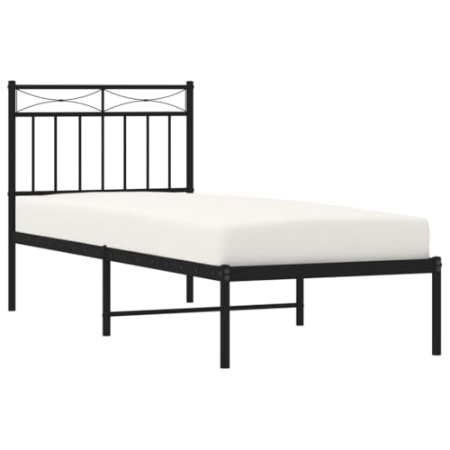 HEFZGDB Bettgestell mit Kopfteil Metall Schwarz 75x190 cm Ehebett Gästebett Bed Frame Single Bed für Herberge Wohnbereich Gästezimmer Schlafzimmer HEFZGDB Bettgestell mit Kopfteil Metall Schwarz 75x190 cm Ehebett Gästebett Bed Frame Single Bed für Herberge Wohnbereich Gästezimmer Schlafzimmer von HEFZGDB