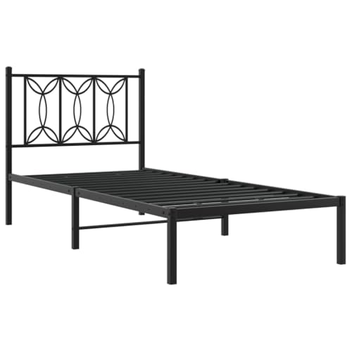 HEFZGDB Bettgestell mit Kopfteil Metall Schwarz 75x190 cm Guest Bed Gästebett Bettgestell Doppelbett für Schlafzimmer Gästezimmer Wohnbereich Herberge HEFZGDB Bettgestell mit Kopfteil Metall Schwarz 75x190 cm Guest Bed Gästebett Bettgestell Doppelbett für Schlafzimmer Gästezimmer Wohnbereich Herberge von HEFZGDB