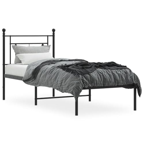 HEFZGDB Bettgestell mit Kopfteil Metall Schwarz 75x190 cm Guest Bed Gästebett Bettgestell Doppelbett für Wohnbereich Gästezimmer Schlafzimmer Herberge HEFZGDB Bettgestell mit Kopfteil Metall Schwarz 75x190 cm Guest Bed Gästebett Bettgestell Doppelbett für Wohnbereich Gästezimmer Schlafzimmer Herberge von HEFZGDB