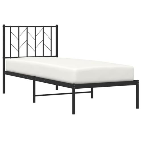HEFZGDB Bettgestell mit Kopfteil Metall Schwarz 75x190 cm Jugendbett Bed Frame Familienbett Doppelbett für Herberge Wohnbereich Schlafzimmer Gästezimmer HEFZGDB Bettgestell mit Kopfteil Metall Schwarz 75x190 cm Jugendbett Bed Frame Familienbett Doppelbett für Herberge Wohnbereich Schlafzimmer Gästezimmer von HEFZGDB