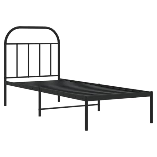 HEFZGDB Bettgestell mit Kopfteil Metall Schwarz 75x190 cm Single Bed Bettgestell Familienbett Einzelbett für Schlafzimmer Gästezimmer Wohnbereich Herberge HEFZGDB Bettgestell mit Kopfteil Metall Schwarz 75x190 cm Single Bed Bettgestell Familienbett Einzelbett für Schlafzimmer Gästezimmer Wohnbereich Herberge von HEFZGDB