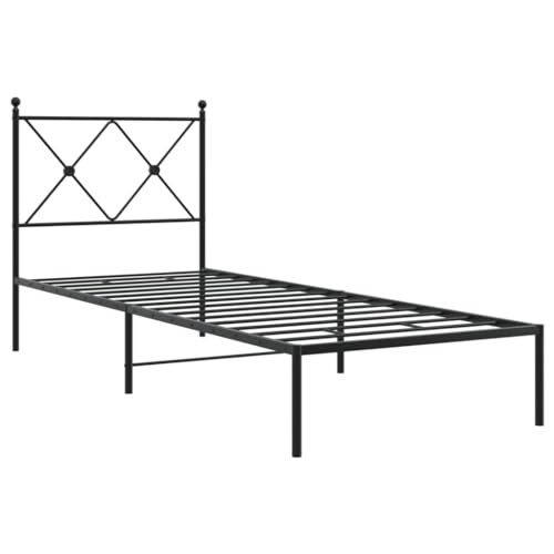 HEFZGDB Bettgestell mit Kopfteil Metall Schwarz 80x200 cm Daybed Gästebett Bettgestell Einzelbett für Herberge Wohnbereich Gästezimmer Schlafzimmer HEFZGDB Bettgestell mit Kopfteil Metall Schwarz 80x200 cm Daybed Gästebett Bettgestell Einzelbett für Herberge Wohnbereich Gästezimmer Schlafzimmer von HEFZGDB