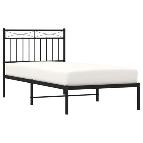 HEFZGDB Bettgestell mit Kopfteil Metall Schwarz 90x190 cm Ehebett Gästebett Bed Frame Single Bed für Herberge Wohnbereich Gästezimmer Schlafzimmer HEFZGDB Bettgestell mit Kopfteil Metall Schwarz 90x190 cm Ehebett Gästebett Bed Frame Single Bed für Herberge Wohnbereich Gästezimmer Schlafzimmer von HEFZGDB