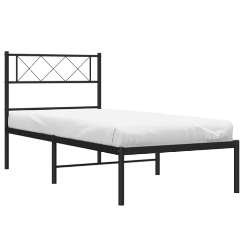 HEFZGDB Bettgestell mit Kopfteil Metall Schwarz 90x190 cm Jugendbett Gästebett Bettgestell Single Bed für Gästezimmer Herberge Schlafzimmer Wohnbereich HEFZGDB Bettgestell mit Kopfteil Metall Schwarz 90x190 cm Jugendbett Gästebett Bettgestell Single Bed für Gästezimmer Herberge Schlafzimmer Wohnbereich von HEFZGDB