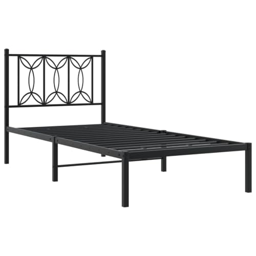 HEFZGDB Bettgestell mit Kopfteil Metall Schwarz 90x200 cm Guest Bed Gästebett Bettgestell Doppelbett für Schlafzimmer Gästezimmer Wohnbereich Herberge HEFZGDB Bettgestell mit Kopfteil Metall Schwarz 90x200 cm Guest Bed Gästebett Bettgestell Doppelbett für Schlafzimmer Gästezimmer Wohnbereich Herberge von HEFZGDB