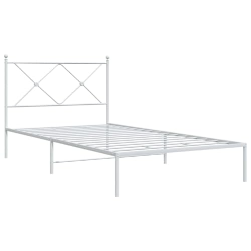 HEFZGDB Bettgestell mit Kopfteil Metall Weiß 107x203 cm Daybed Gästebett Bettgestell Einzelbett für Herberge Wohnbereich Gästezimmer Schlafzimmer HEFZGDB Bettgestell mit Kopfteil Metall Weiß 107x203 cm Daybed Gästebett Bettgestell Einzelbett für Herberge Wohnbereich Gästezimmer Schlafzimmer von HEFZGDB