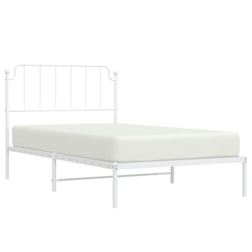 HEFZGDB Bettgestell mit Kopfteil Metall Weiß 107x203 cm Double Bed Gästebett Bettgestell Einzelbett für Herberge Gästezimmer Wohnbereich Schlafzimmer HEFZGDB Bettgestell mit Kopfteil Metall Weiß 107x203 cm Double Bed Gästebett Bettgestell Einzelbett für Herberge Gästezimmer Wohnbereich Schlafzimmer von HEFZGDB