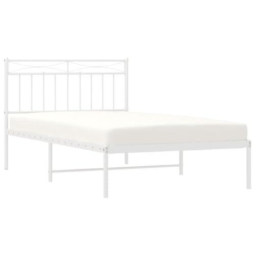 HEFZGDB Bettgestell mit Kopfteil Metall Weiß 107x203 cm Ehebett Gästebett Bed Frame Single Bed für Herberge Wohnbereich Gästezimmer Schlafzimmer HEFZGDB Bettgestell mit Kopfteil Metall Weiß 107x203 cm Ehebett Gästebett Bed Frame Single Bed für Herberge Wohnbereich Gästezimmer Schlafzimmer von HEFZGDB