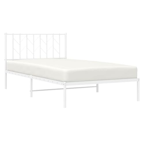 HEFZGDB Bettgestell mit Kopfteil Metall Weiß 107x203 cm Jugendbett Bed Frame Familienbett Doppelbett für Herberge Wohnbereich Schlafzimmer Gästezimmer HEFZGDB Bettgestell mit Kopfteil Metall Weiß 107x203 cm Jugendbett Bed Frame Familienbett Doppelbett für Herberge Wohnbereich Schlafzimmer Gästezimmer von HEFZGDB