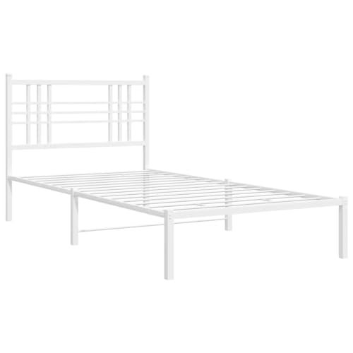 HEFZGDB Bettgestell mit Kopfteil Metall Weiß 107x203 cm Jugendbett Bettgestell Familienbett Doppelbett für Herberge Schlafzimmer Gästezimmer Wohnbereich HEFZGDB Bettgestell mit Kopfteil Metall Weiß 107x203 cm Jugendbett Bettgestell Familienbett Doppelbett für Herberge Schlafzimmer Gästezimmer Wohnbereich von HEFZGDB