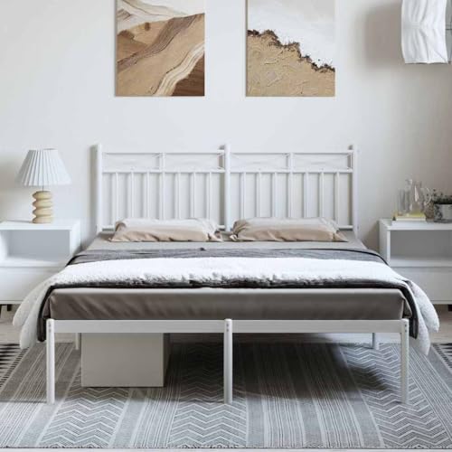 HEFZGDB Bettgestell mit Kopfteil Metall Weiß 135x190 cm Ehebett Gästebett Bed Frame Single Bed für Herberge Wohnbereich Gästezimmer Schlafzimmer HEFZGDB Bettgestell mit Kopfteil Metall Weiß 135x190 cm Ehebett Gästebett Bed Frame Single Bed für Herberge Wohnbereich Gästezimmer Schlafzimmer von HEFZGDB