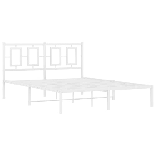 HEFZGDB Bettgestell mit Kopfteil Metall Weiß 140x190 cm Double Bed Gästebett Bed Frame Doppelbett für Gästezimmer Wohnbereich Herberge Schlafzimmer von HEFZGDB