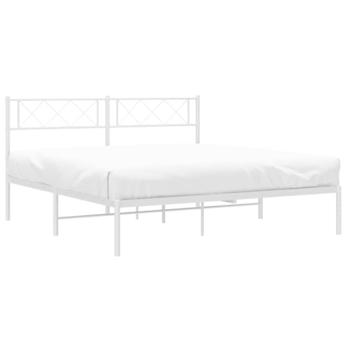 HEFZGDB Bettgestell mit Kopfteil Metall Weiß 140x200 cm Jugendbett Gästebett Bettgestell Single Bed für Gästezimmer Herberge Schlafzimmer Wohnbereich HEFZGDB Bettgestell mit Kopfteil Metall Weiß 140x200 cm Jugendbett Gästebett Bettgestell Single Bed für Gästezimmer Herberge Schlafzimmer Wohnbereich von HEFZGDB