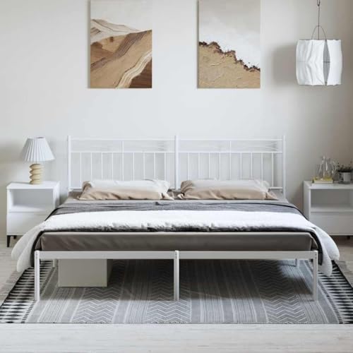 HEFZGDB Bettgestell mit Kopfteil Metall Weiß 183x213 cm Ehebett Gästebett Bed Frame Single Bed für Herberge Wohnbereich Gästezimmer Schlafzimmer HEFZGDB Bettgestell mit Kopfteil Metall Weiß 183x213 cm Ehebett Gästebett Bed Frame Single Bed für Herberge Wohnbereich Gästezimmer Schlafzimmer von HEFZGDB