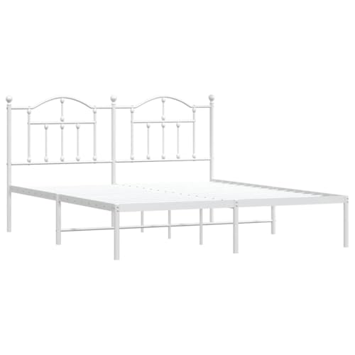 HEFZGDB Bettgestell mit Kopfteil Metall Weiß 183x213 cm Guest Bed Gästebett Bed Frame Familienbett für Gästezimmer Wohnbereich Schlafzimmer Herberge HEFZGDB Bettgestell mit Kopfteil Metall Weiß 183x213 cm Guest Bed Gästebett Bed Frame Familienbett für Gästezimmer Wohnbereich Schlafzimmer Herberge von HEFZGDB