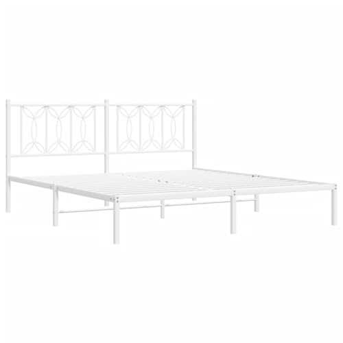 HEFZGDB Bettgestell mit Kopfteil Metall Weiß 183x213 cm Guest Bed Gästebett Bettgestell Doppelbett für Schlafzimmer Gästezimmer Wohnbereich Herberge HEFZGDB Bettgestell mit Kopfteil Metall Weiß 183x213 cm Guest Bed Gästebett Bettgestell Doppelbett für Schlafzimmer Gästezimmer Wohnbereich Herberge von HEFZGDB