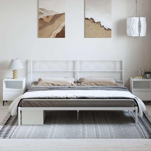 HEFZGDB Bettgestell mit Kopfteil Metall Weiß 193x203 cm Jugendbett Gästebett Bettgestell Single Bed für Gästezimmer Herberge Schlafzimmer Wohnbereich HEFZGDB Bettgestell mit Kopfteil Metall Weiß 193x203 cm Jugendbett Gästebett Bettgestell Single Bed für Gästezimmer Herberge Schlafzimmer Wohnbereich von HEFZGDB