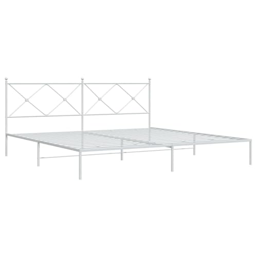HEFZGDB Bettgestell mit Kopfteil Metall Weiß 200x200 cm Daybed Gästebett Bettgestell Einzelbett für Herberge Wohnbereich Gästezimmer Schlafzimmer von HEFZGDB