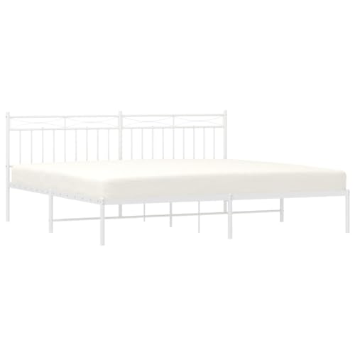 HEFZGDB Bettgestell mit Kopfteil Metall Weiß 200x200 cm Ehebett Gästebett Bed Frame Single Bed für Herberge Wohnbereich Gästezimmer Schlafzimmer HEFZGDB Bettgestell mit Kopfteil Metall Weiß 200x200 cm Ehebett Gästebett Bed Frame Single Bed für Herberge Wohnbereich Gästezimmer Schlafzimmer von HEFZGDB