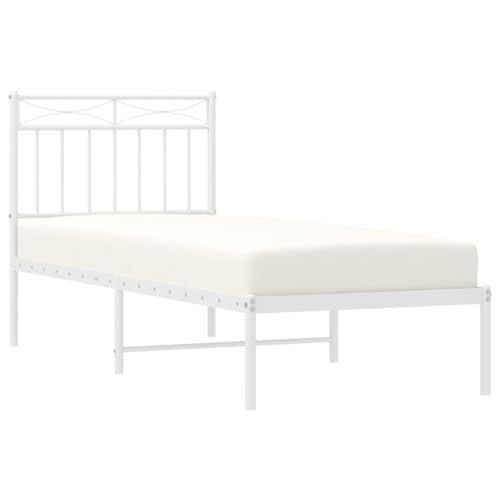 HEFZGDB Bettgestell mit Kopfteil Metall Weiß 80x200 cm Ehebett Gästebett Bed Frame Single Bed für Herberge Wohnbereich Gästezimmer Schlafzimmer HEFZGDB Bettgestell mit Kopfteil Metall Weiß 80x200 cm Ehebett Gästebett Bed Frame Single Bed für Herberge Wohnbereich Gästezimmer Schlafzimmer von HEFZGDB