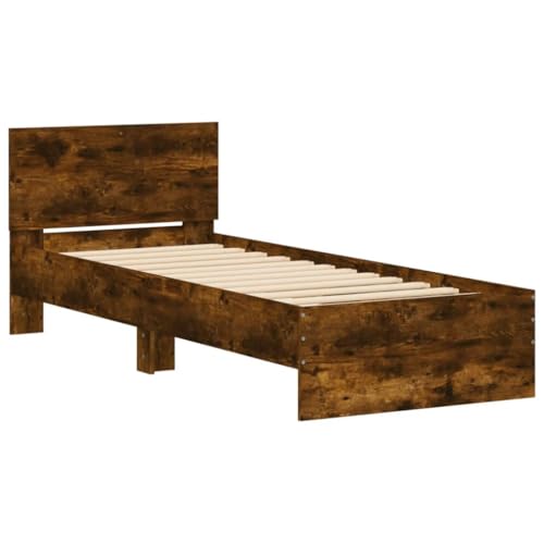 HEFZGDB Bettgestell mit Kopfteil Räuchereiche 75x190 cm Holzwerkstoff Double Bed Gästebett Bed Frame Doppelbett für Herberge Schlafzimmer Wohnbereich Gästezimmer HEFZGDB Bettgestell mit Kopfteil Räuchereiche 75x190 cm Holzwerkstoff Double Bed Gästebett Bed Frame Doppelbett für Herberge Schlafzimmer Wohnbereich Gästezimmer von HEFZGDB