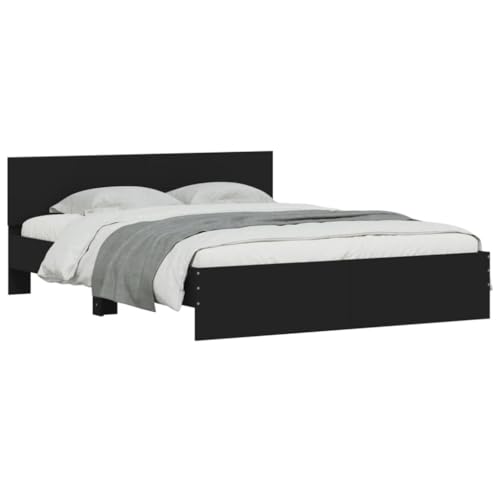 HEFZGDB Bettgestell mit Kopfteil Schwarz 140x190 cm Double Bed Gästebett Bed Frame Doppelbett für Herberge Schlafzimmer Wohnbereich Gästezimmer von HEFZGDB