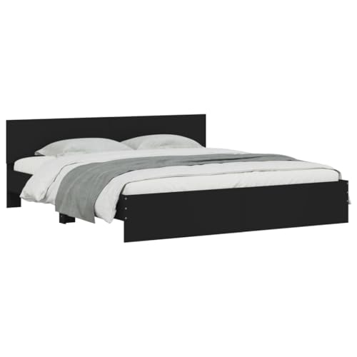 HEFZGDB Bettgestell mit Kopfteil Schwarz 160x200 cm Double Bed Gästebett Bed Frame Doppelbett für Herberge Schlafzimmer Wohnbereich Gästezimmer HEFZGDB Bettgestell mit Kopfteil Schwarz 160x200 cm Double Bed Gästebett Bed Frame Doppelbett für Herberge Schlafzimmer Wohnbereich Gästezimmer von HEFZGDB