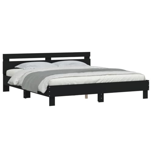 HEFZGDB Bettgestell mit Kopfteil Schwarz 200x200 cm Holzwerkstoff Ehebett Gästebett Einzelbetten Bettrahmen für Wohnbereich Schlafzimmer Gästezimmer Herberge HEFZGDB Bettgestell mit Kopfteil Schwarz 200x200 cm Holzwerkstoff Ehebett Gästebett Einzelbetten Bettrahmen für Wohnbereich Schlafzimmer Gästezimmer Herberge von HEFZGDB